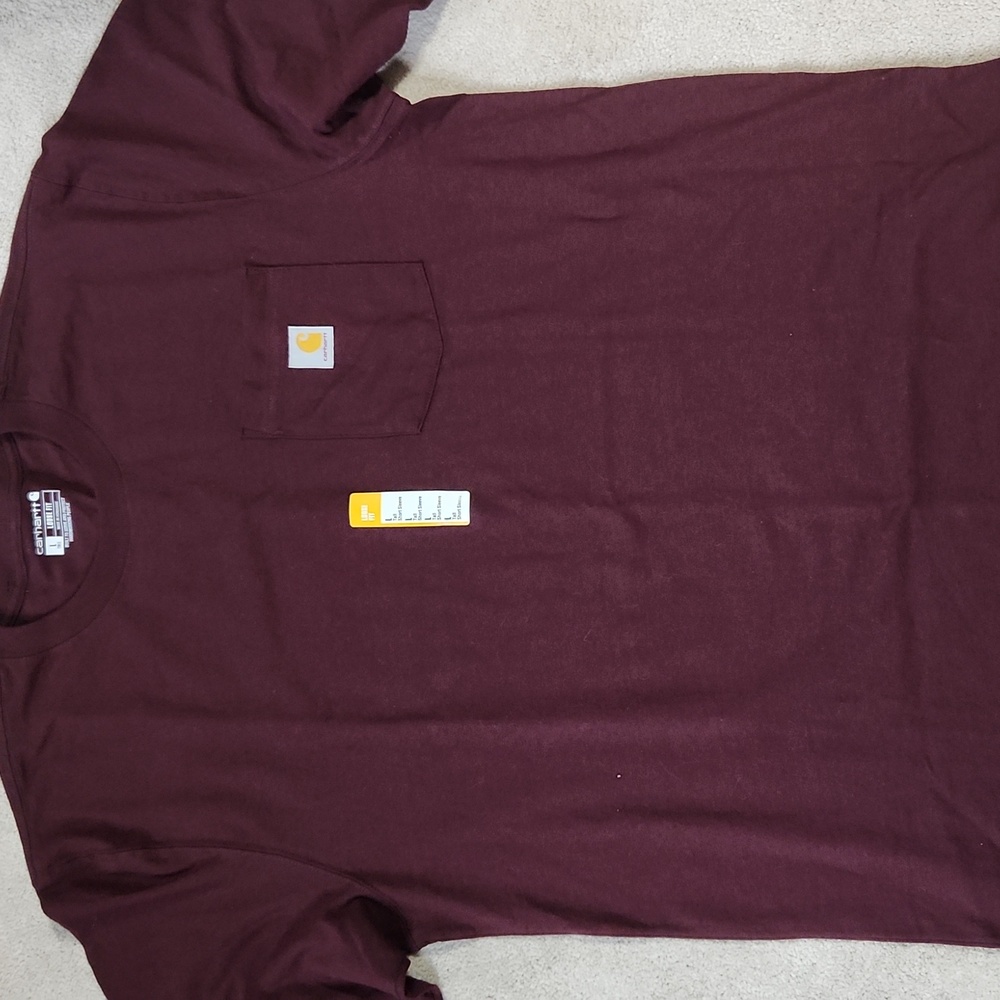 Carhartt Men's k87 Workwear Pocket Tee Short Sleeve T-Shirt LT Burgandy …